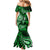 Fiji Masi Paisley With Hibiscus Tapa Mermaid Dress Green Version LT01 - Polynesian Pride