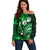 Fiji Masi Paisley With Hibiscus Tapa Off Shoulder Sweater Green Version LT01 Women Green - Polynesian Pride