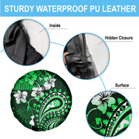 Fiji Masi Paisley With Hibiscus Tapa Spare Tire Cover Green Version LT01 - Polynesian Pride