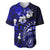 Fiji Masi Paisley With Hibiscus Tapa Baseball Jersey Navy Blue Version LT01 Blue - Polynesian Pride