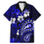 Fiji Masi Paisley With Hibiscus Tapa Family Matching Mermaid Dress and Hawaiian Shirt Navy Blue Version LT01 Dad's Shirt - Short Sleeve Blue - Polynesian Pride