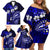 Fiji Masi Paisley With Hibiscus Tapa Family Matching Off Shoulder Short Dress and Hawaiian Shirt Navy Blue Version LT01 - Polynesian Pride