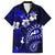 Fiji Masi Paisley With Hibiscus Tapa Family Matching Off Shoulder Short Dress and Hawaiian Shirt Navy Blue Version LT01 Dad's Shirt - Short Sleeve Blue - Polynesian Pride