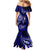 Fiji Masi Paisley With Hibiscus Tapa Mermaid Dress Navy Blue Version LT01 - Polynesian Pride