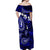 Fiji Masi Paisley With Hibiscus Tapa Off Shoulder Maxi Dress Navy Blue Version LT01 - Polynesian Pride