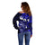 Fiji Masi Paisley With Hibiscus Tapa Off Shoulder Sweater Navy Blue Version LT01 - Polynesian Pride