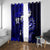 Fiji Masi Paisley With Hibiscus Tapa Window Curtain Navy Blue Version LT01 With Grommets Blue - Polynesian Pride