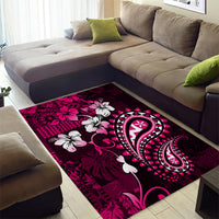 Fiji Masi Paisley With Hibiscus Tapa Area Rug Pink Version LT01 - Polynesian Pride