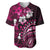 Fiji Masi Paisley With Hibiscus Tapa Baseball Jersey Pink Version LT01 Pink - Polynesian Pride