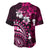 Fiji Masi Paisley With Hibiscus Tapa Baseball Jersey Pink Version LT01 - Polynesian Pride