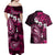 Fiji Masi Paisley With Hibiscus Tapa Couples Matching Off Shoulder Maxi Dress and Hawaiian Shirt Pink Version LT01 - Polynesian Pride