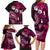 Fiji Masi Paisley With Hibiscus Tapa Family Matching Long Sleeve Bodycon Dress and Hawaiian Shirt Pink Version LT01 - Polynesian Pride