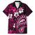 Fiji Masi Paisley With Hibiscus Tapa Family Matching Long Sleeve Bodycon Dress and Hawaiian Shirt Pink Version LT01 Dad's Shirt - Short Sleeve Pink - Polynesian Pride