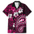 Fiji Masi Paisley With Hibiscus Tapa Family Matching Mermaid Dress and Hawaiian Shirt Pink Version LT01 Dad's Shirt - Short Sleeve Pink - Polynesian Pride