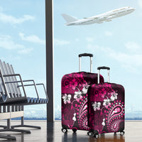Fiji Masi Paisley With Hibiscus Tapa Luggage Cover Pink Version LT01 - Polynesian Pride