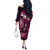 Fiji Masi Paisley With Hibiscus Tapa Off The Shoulder Long Sleeve Dress Pink Version LT01 - Polynesian Pride