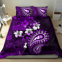Fiji Masi Paisley Bedding Set Fijian Hibiscus Tapa Purple Version LT01 - Polynesian Pride