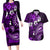 Fiji Masi Paisley Couples Matching Long Sleeve Bodycon Dress and Hawaiian Shirt Fijian Hibiscus Tapa Purple Version LT01 Purple - Polynesian Pride