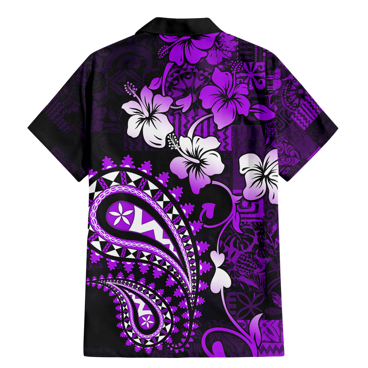 Fiji Masi Paisley Family Matching Mermaid Dress and Hawaiian Shirt Fijian Hibiscus Tapa Purple Version LT01 - Polynesian Pride
