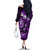 Fiji Masi Paisley Family Matching Off Shoulder Long Sleeve Dress and Hawaiian Shirt Fijian Hibiscus Tapa Purple Version LT01 - Polynesian Pride