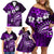 Fiji Masi Paisley Family Matching Off Shoulder Short Dress and Hawaiian Shirt Fijian Hibiscus Tapa Purple Version LT01 - Polynesian Pride