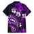 Fiji Masi Paisley Family Matching Off Shoulder Short Dress and Hawaiian Shirt Fijian Hibiscus Tapa Purple Version LT01 - Polynesian Pride