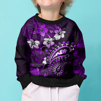 Fiji Masi Paisley Kid Ugly Christmas Sweater Fijian Hibiscus Tapa Purple Version LT01 - Polynesian Pride