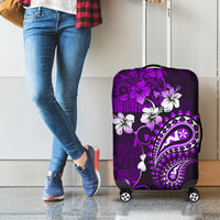 Fiji Masi Paisley Luggage Cover Fijian Hibiscus Tapa Purple Version LT01 - Polynesian Pride