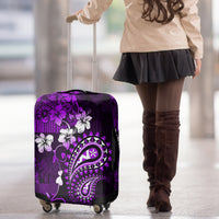 Fiji Masi Paisley Luggage Cover Fijian Hibiscus Tapa Purple Version LT01 - Polynesian Pride
