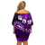 Fiji Masi Paisley Off Shoulder Short Dress Fijian Hibiscus Tapa Purple Version LT01 - Polynesian Pride