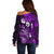 Fiji Masi Paisley Off Shoulder Sweater Fijian Hibiscus Tapa Purple Version LT01 - Polynesian Pride