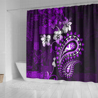 Fiji Masi Paisley Shower Curtain Fijian Hibiscus Tapa Purple Version LT01 - Polynesian Pride