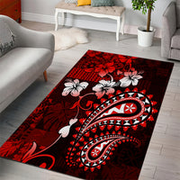 Fiji Masi Paisley Area Rug Fijian Hibiscus Tapa Red Version LT01 - Polynesian Pride