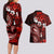 Fiji Masi Paisley Couples Matching Long Sleeve Bodycon Dress and Hawaiian Shirt Fijian Hibiscus Tapa Red Version LT01 - Polynesian Pride