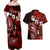 Fiji Masi Paisley Couples Matching Off Shoulder Maxi Dress and Hawaiian Shirt Fijian Hibiscus Tapa Red Version LT01 - Polynesian Pride