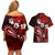 Fiji Masi Paisley Couples Matching Off Shoulder Short Dress and Hawaiian Shirt Fijian Hibiscus Tapa Red Version LT01 - Polynesian Pride