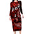 Fiji Masi Paisley Family Matching Long Sleeve Bodycon Dress and Hawaiian Shirt Fijian Hibiscus Tapa Red Version LT01 Mom's Dress Red - Polynesian Pride