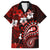 Fiji Masi Paisley Family Matching Off Shoulder Maxi Dress and Hawaiian Shirt Fijian Hibiscus Tapa Red Version LT01 Dad's Shirt - Short Sleeve Red - Polynesian Pride