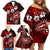 Fiji Masi Paisley Family Matching Off Shoulder Short Dress and Hawaiian Shirt Fijian Hibiscus Tapa Red Version LT01 - Polynesian Pride