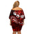 Fiji Masi Paisley Family Matching Off Shoulder Short Dress and Hawaiian Shirt Fijian Hibiscus Tapa Red Version LT01 - Polynesian Pride