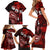 Fiji Masi Paisley Family Matching Short Sleeve Bodycon Dress and Hawaiian Shirt Fijian Hibiscus Tapa Red Version LT01 - Polynesian Pride