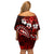 Fiji Masi Paisley Off Shoulder Short Dress Fijian Hibiscus Tapa Red Version LT01 - Polynesian Pride