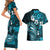 Fiji Masi Paisley Couples Matching Short Sleeve Bodycon Dress and Hawaiian Shirt Fijian Hibiscus Tapa Sky Blue Version LT01 - Polynesian Pride