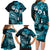 Fiji Masi Paisley Family Matching Long Sleeve Bodycon Dress and Hawaiian Shirt Fijian Hibiscus Tapa Sky Blue Version LT01 - Polynesian Pride