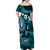 Fiji Masi Paisley Family Matching Off Shoulder Maxi Dress and Hawaiian Shirt Fijian Hibiscus Tapa Sky Blue Version LT01 - Polynesian Pride