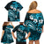 Fiji Masi Paisley Family Matching Off Shoulder Short Dress and Hawaiian Shirt Fijian Hibiscus Tapa Sky Blue Version LT01 - Polynesian Pride