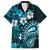 Fiji Masi Paisley Family Matching Off Shoulder Short Dress and Hawaiian Shirt Fijian Hibiscus Tapa Sky Blue Version LT01 Dad's Shirt - Short Sleeve Blue - Polynesian Pride