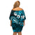 Fiji Masi Paisley Family Matching Off Shoulder Short Dress and Hawaiian Shirt Fijian Hibiscus Tapa Sky Blue Version LT01 - Polynesian Pride