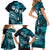 Fiji Masi Paisley Family Matching Short Sleeve Bodycon Dress and Hawaiian Shirt Fijian Hibiscus Tapa Sky Blue Version LT01 - Polynesian Pride