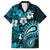 Fiji Masi Paisley Family Matching Short Sleeve Bodycon Dress and Hawaiian Shirt Fijian Hibiscus Tapa Sky Blue Version LT01 Dad's Shirt - Short Sleeve Blue - Polynesian Pride